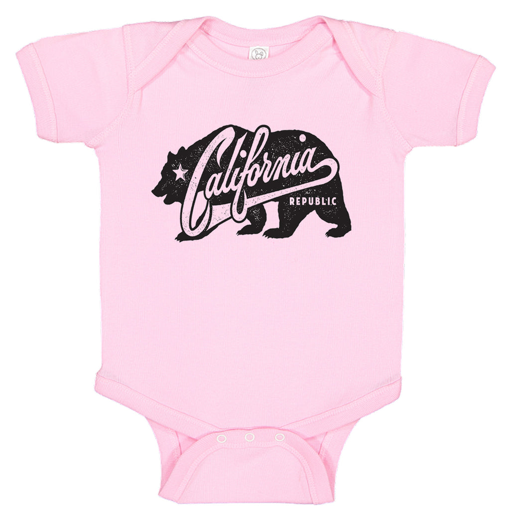 California Republic Grunge Bear Baby Bodysuit