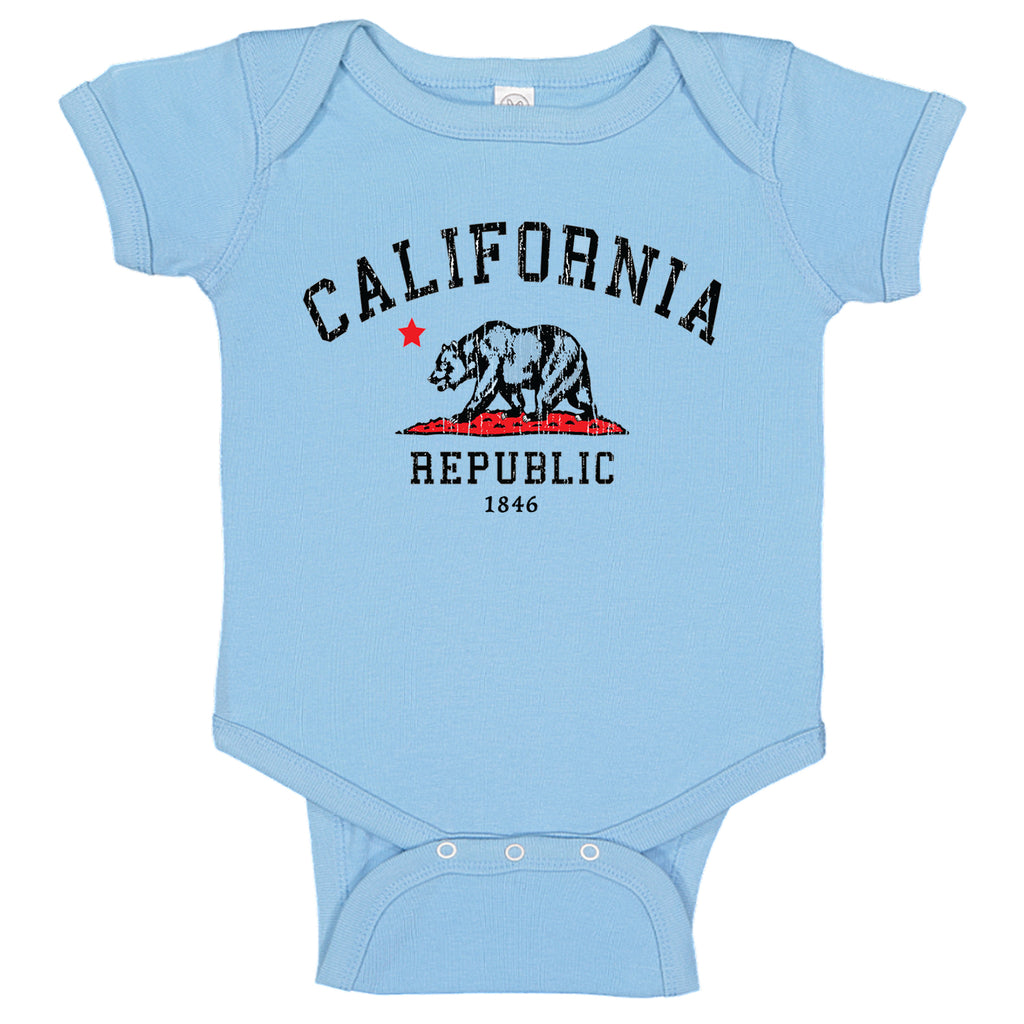 Vintage California Republic Grunge Bear Baby Bodysuit