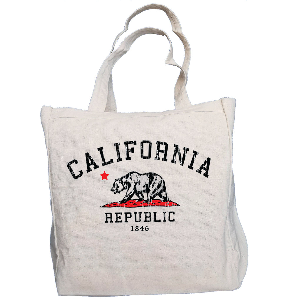 Vintage California Republic Grunge Bear 10oz. Natural Canvas Cotton Tote