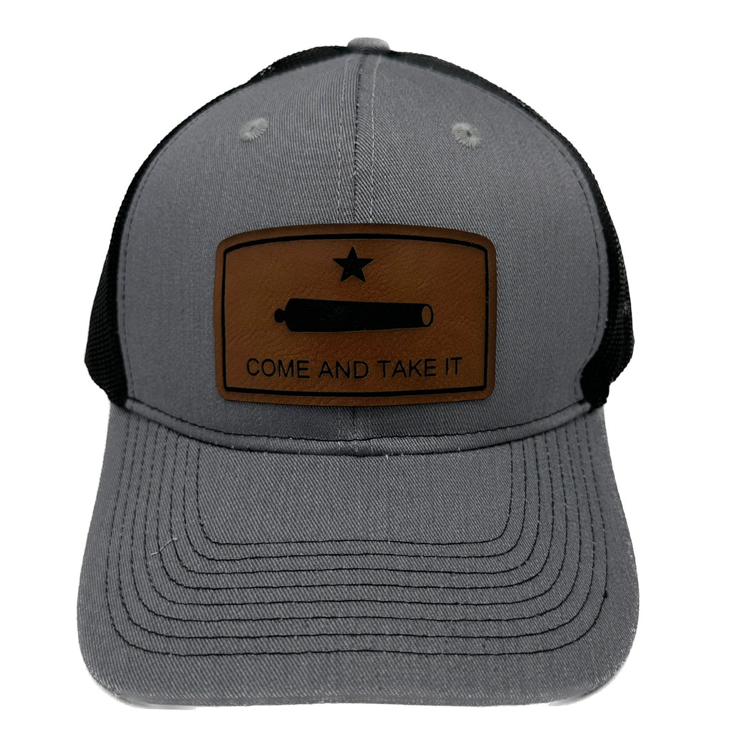 Come and Take It Cannon Lone Star Leather Patch Trucker Snapback Hat