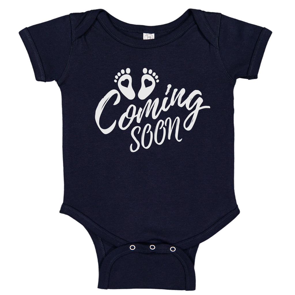 Ink Trendz Baby Coming Soon Heart Foot Prints Pregnancy Reveal Announcement Baby Romper Bodysuit