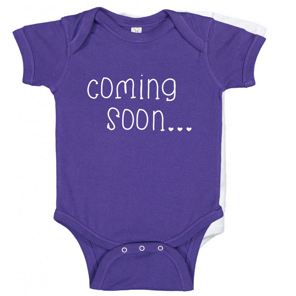 Ink Trendz®  Baby Coming Soon Pregnancy Reveal Announcement Baby Romper Bodysuit