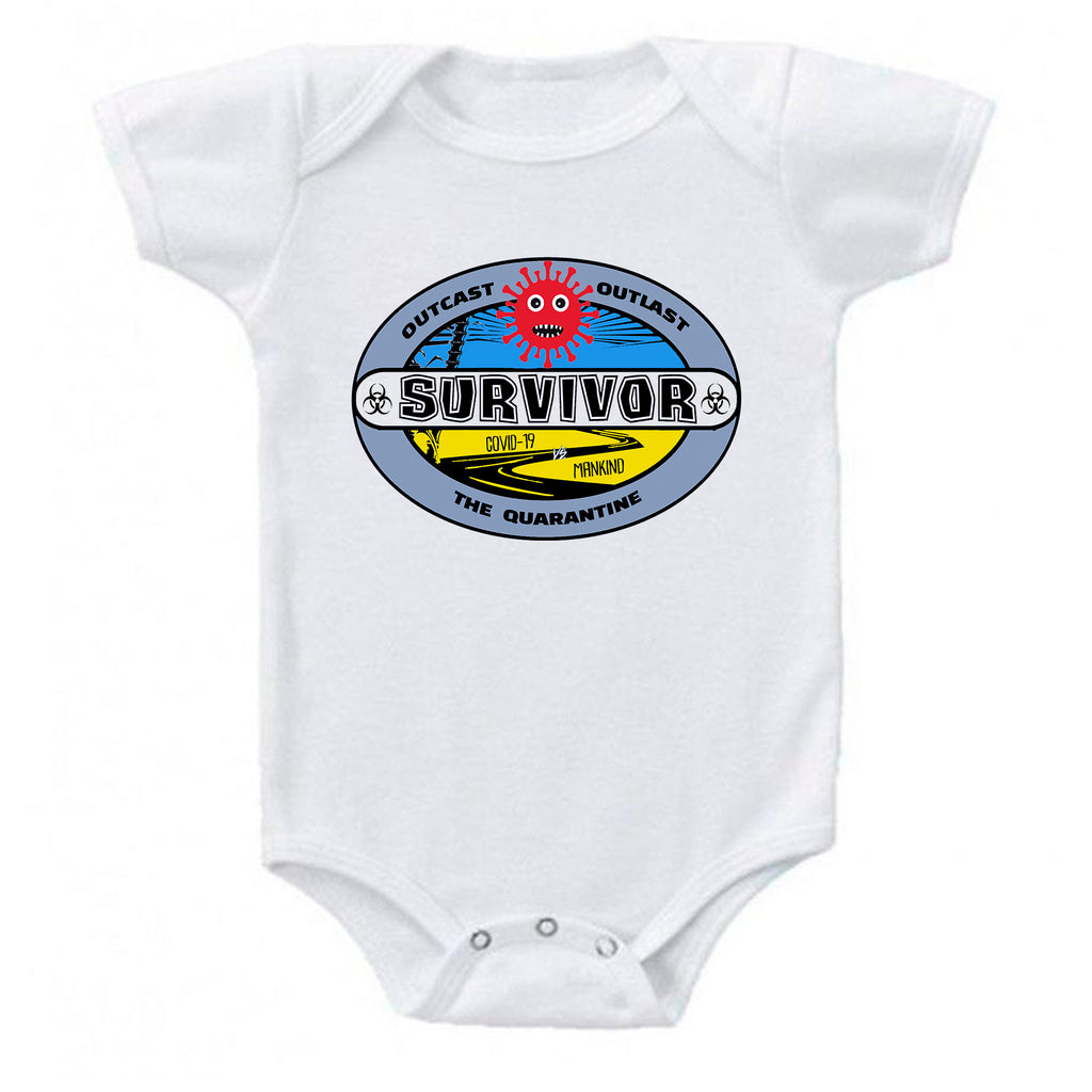 Ink Trendz® Coronavirus Survivor Outcast Outlast The Quarantine COVID-19  Baby-Toddler One-piece Bodysuit