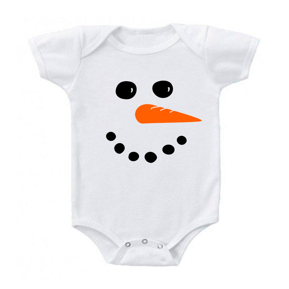 Winter Snowman Carrot Face Christmas Baby Bodysuit
