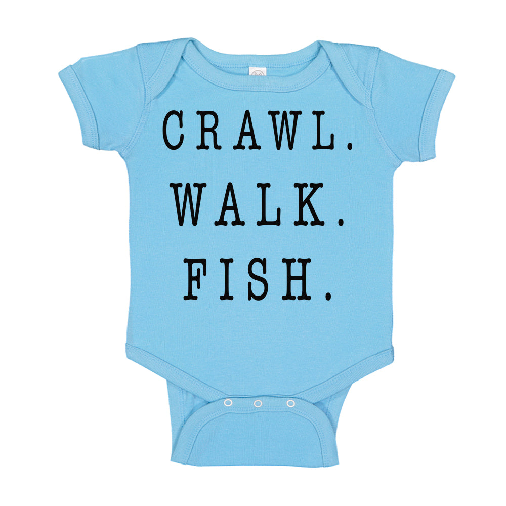 Ink Trendz® Crawl Walk Fish Baby Cute Fishing One-Piece Bodysuit, Fishing onesie, Fishing onesies, Fishermen Baby, Fishing Baby