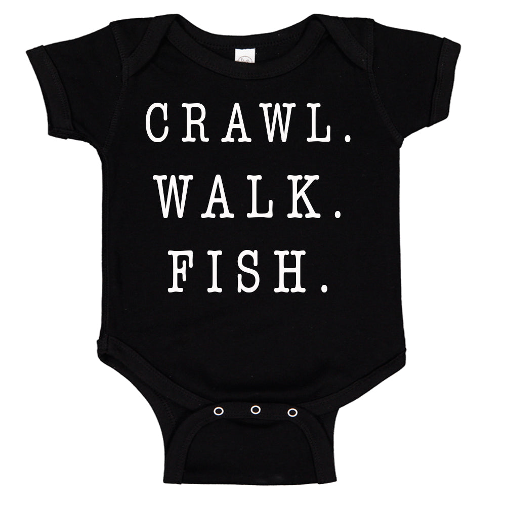 Ink Trendz® Crawl Walk Fish Baby Cute Fishing One-Piece Bodysuit