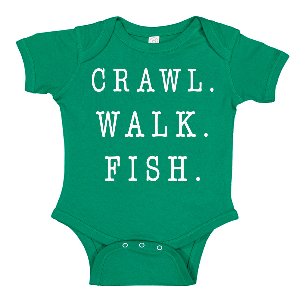 Ink Trendz® Crawl Walk Fish Baby Cute Fishing One-Piece Bodysuit