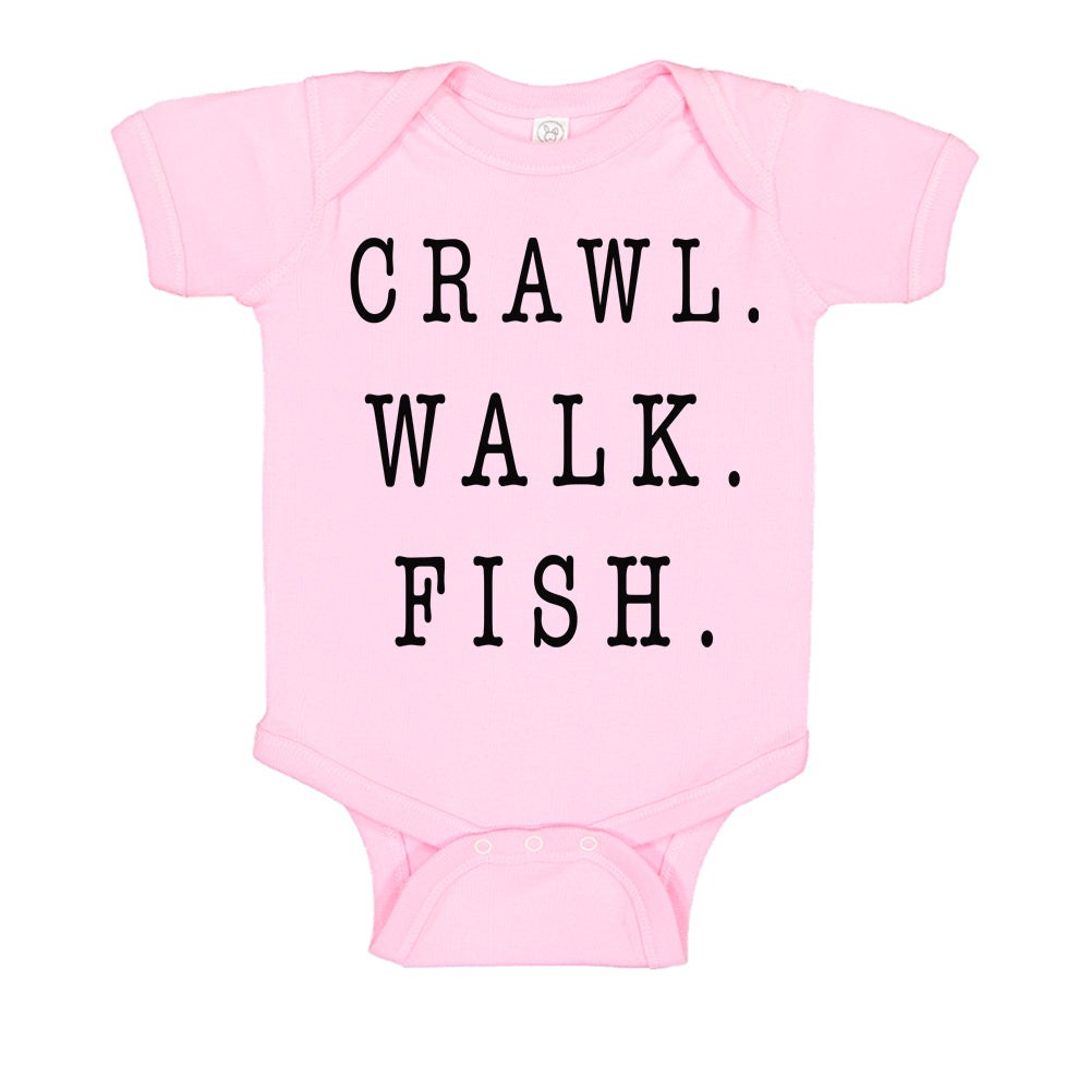 Ink Trendz® Crawl Walk Fish Baby Cute Fishing One-Piece Bodysuit, Fishing onesie, Fishing onesies, Fishermen Baby, Fishing Baby, Fishing Baby Girl
