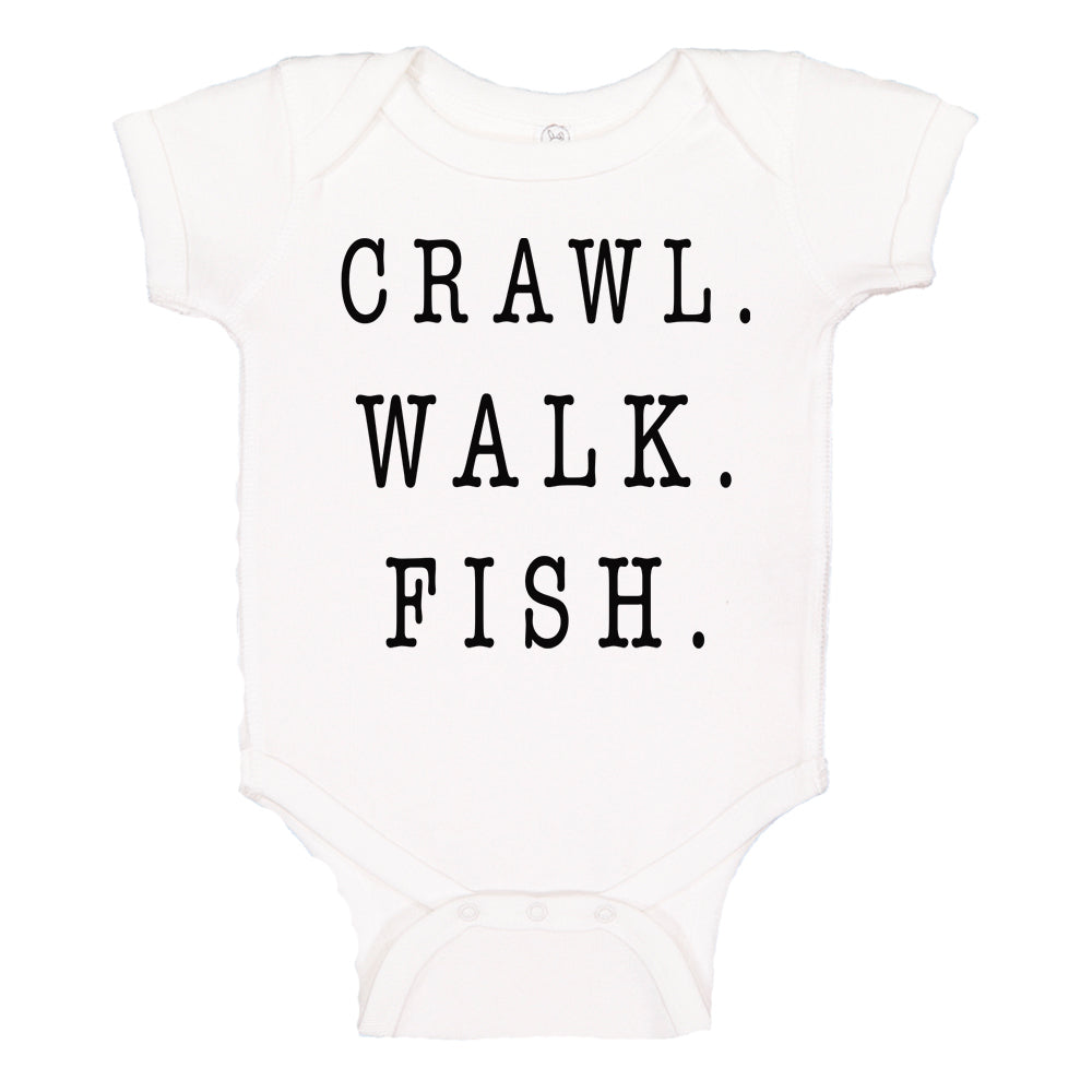 Ink Trendz® Crawl Walk Fish Baby Cute Fishing One-Piece Bodysuit, Fishing onesie, Fishing onesies, Fishermen Baby, Fishing Baby