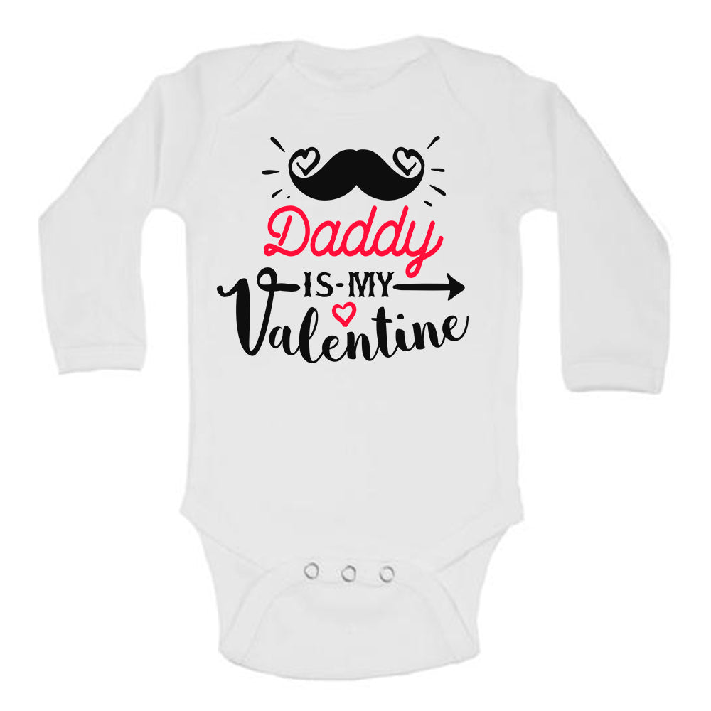 Daddy is my Valentine Mustache Cute Baby Bodysuit