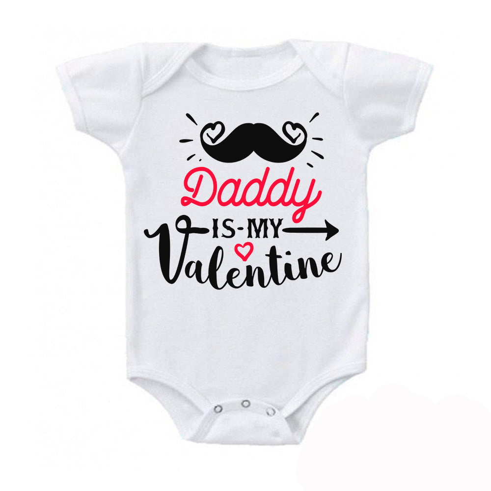 Daddy is my Valentine Mustache Cute Baby Bodysuit