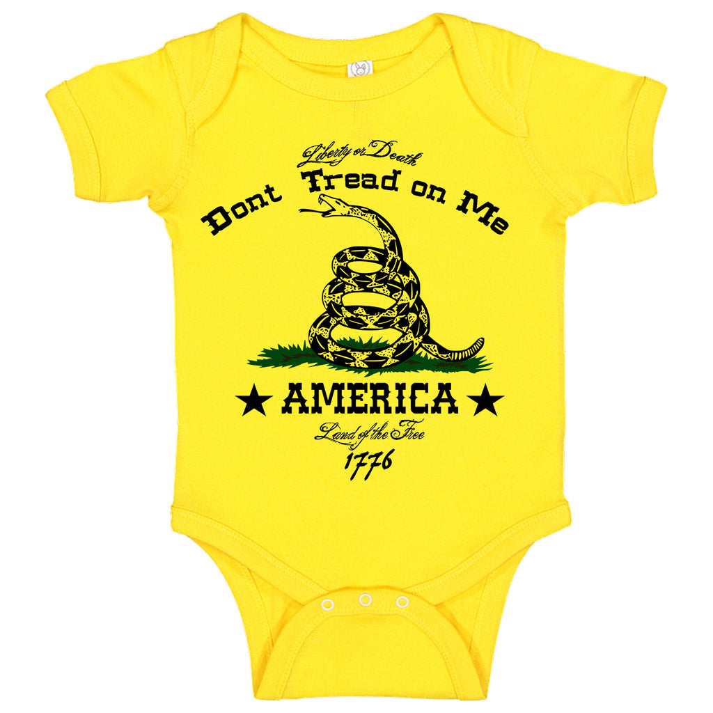 Ink Trendz® Don't Tread On Me Military Themed Gadsden Flag Baby Bodysuit Romper