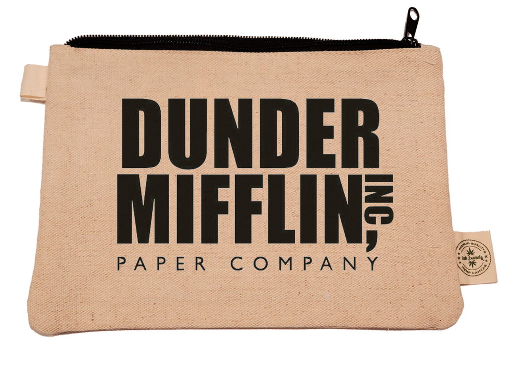 Ink Trendz® Dunder Mifflin Paper Company Novelty Zipper Hemp Pouch Bag, THe Office TV Show, The Office Swag