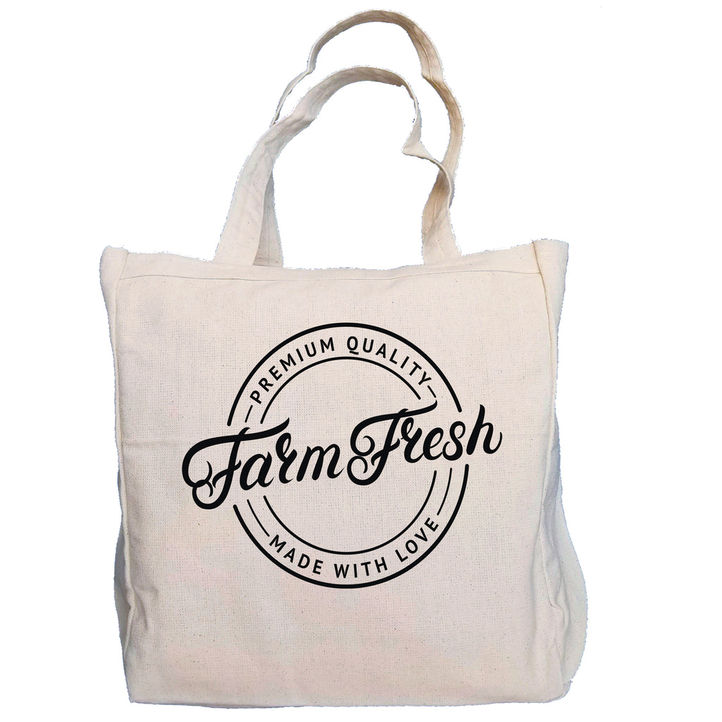 Ink Trendz® Farm Fresh Made With Love Farmers Market 10oz. Natural Canvas Cotton Tote, Canvas Farmers Market Tote, Tote Bags, Reusable Grocery Bags