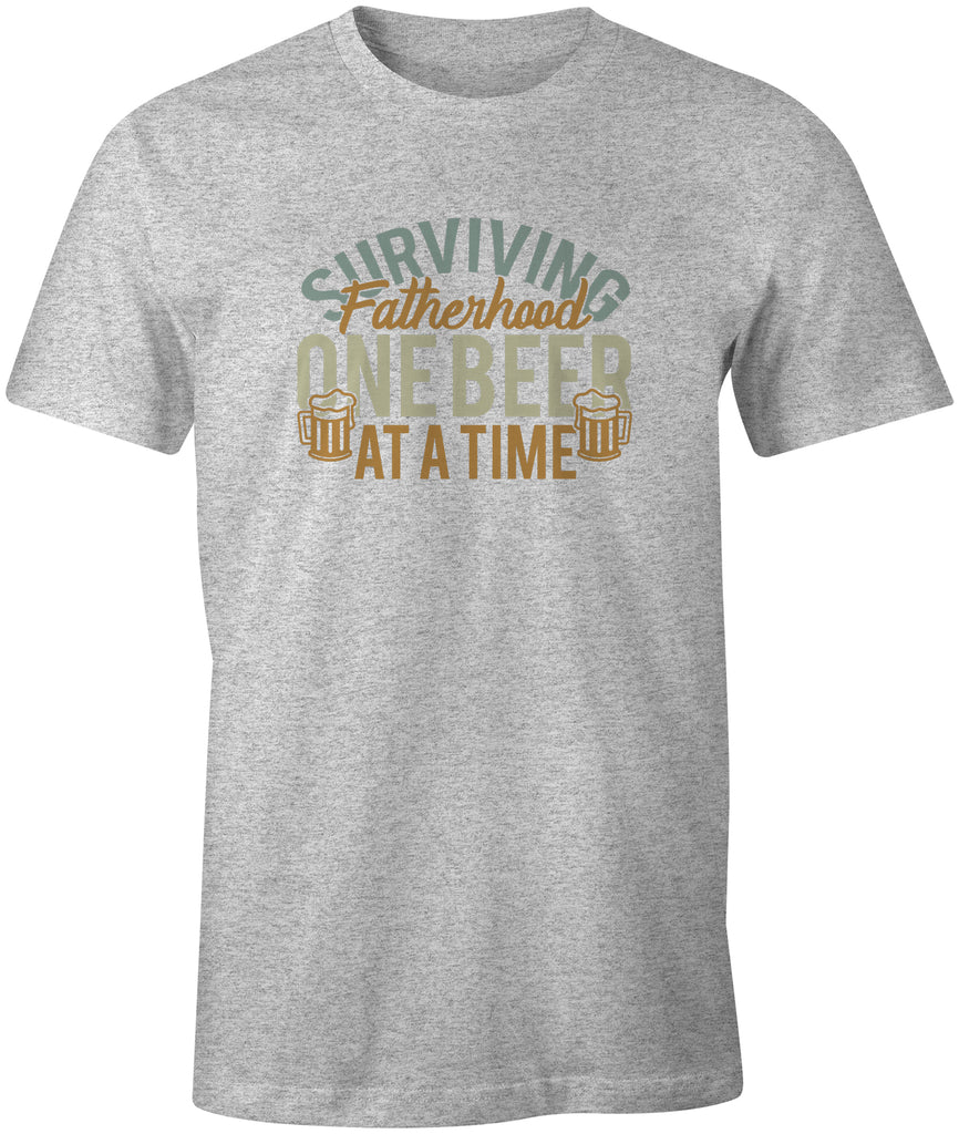 Ink Trendz Surviving Fatherhood One Beer at a Time Fathers Day T-Shirt