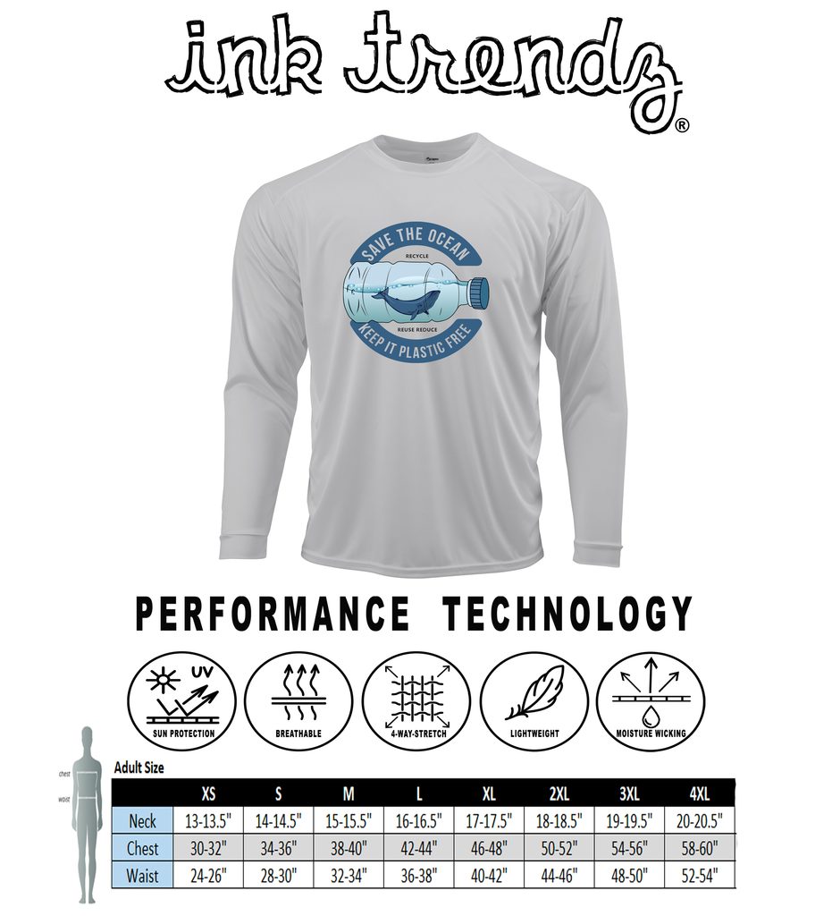 Save the Ocean Keep It Plastic Free Conservation UPF 50+ Dri-Fit Long Sleeve Performance T-Shirt