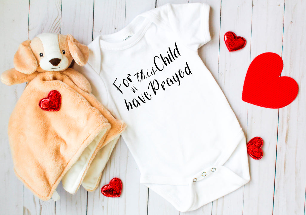 Ink Trendz® For This Child We Have Prayed Pregnancy Announcement Baby Bodysuit Romper