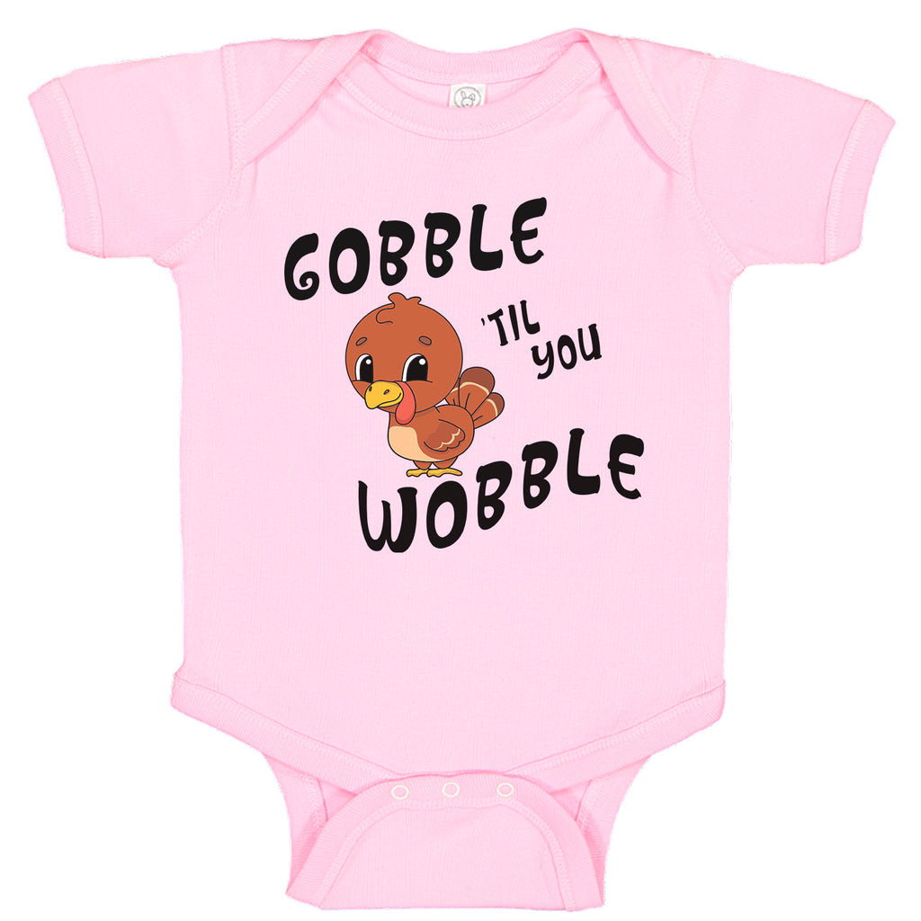 Gobble 'Til You Wobble Cute Baby Turkey Thanksgiving Baby Bodysuit One-piece Romper