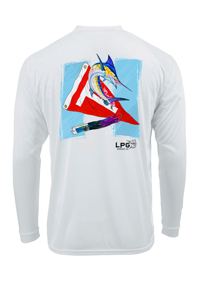 LPG Apparel Co® Tag & Release USA Flag Edition Long Sleeve Performance UPF 50+ T-Shirt, Offshore Fishing T-Shirt, Fishing Tee, Fishing Apparel