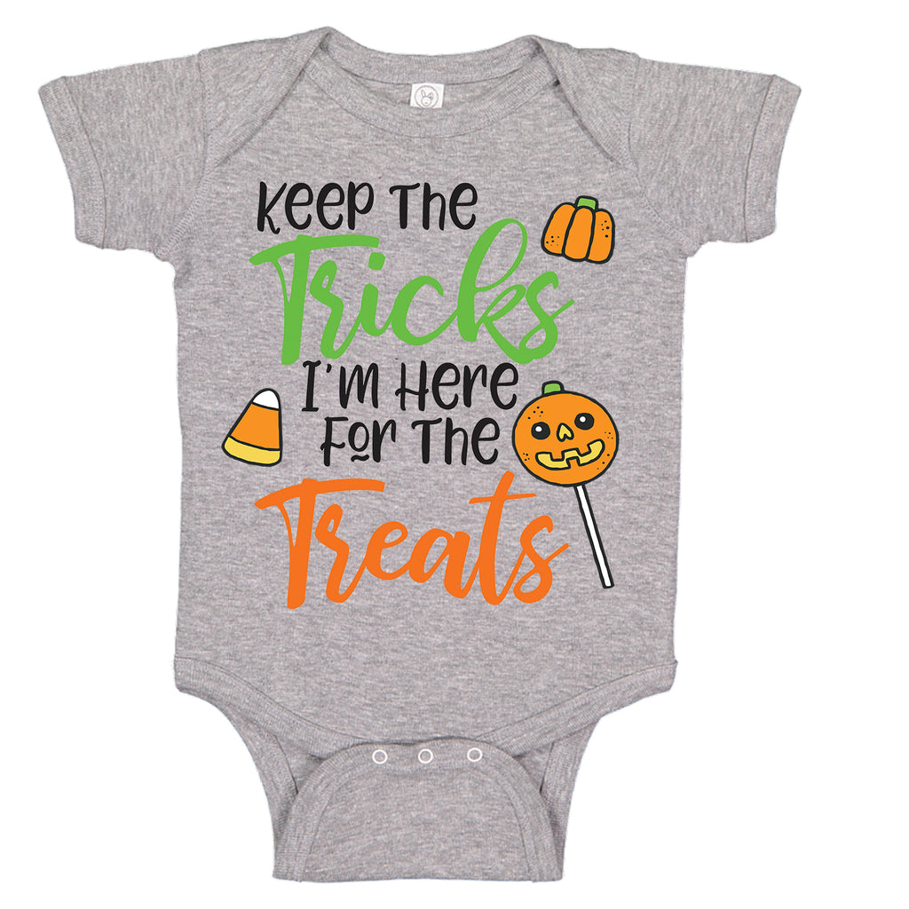 Keep the Tricks Im Here for the Treats Halloween RIP Cute Bats Costume Bodysuit Romper