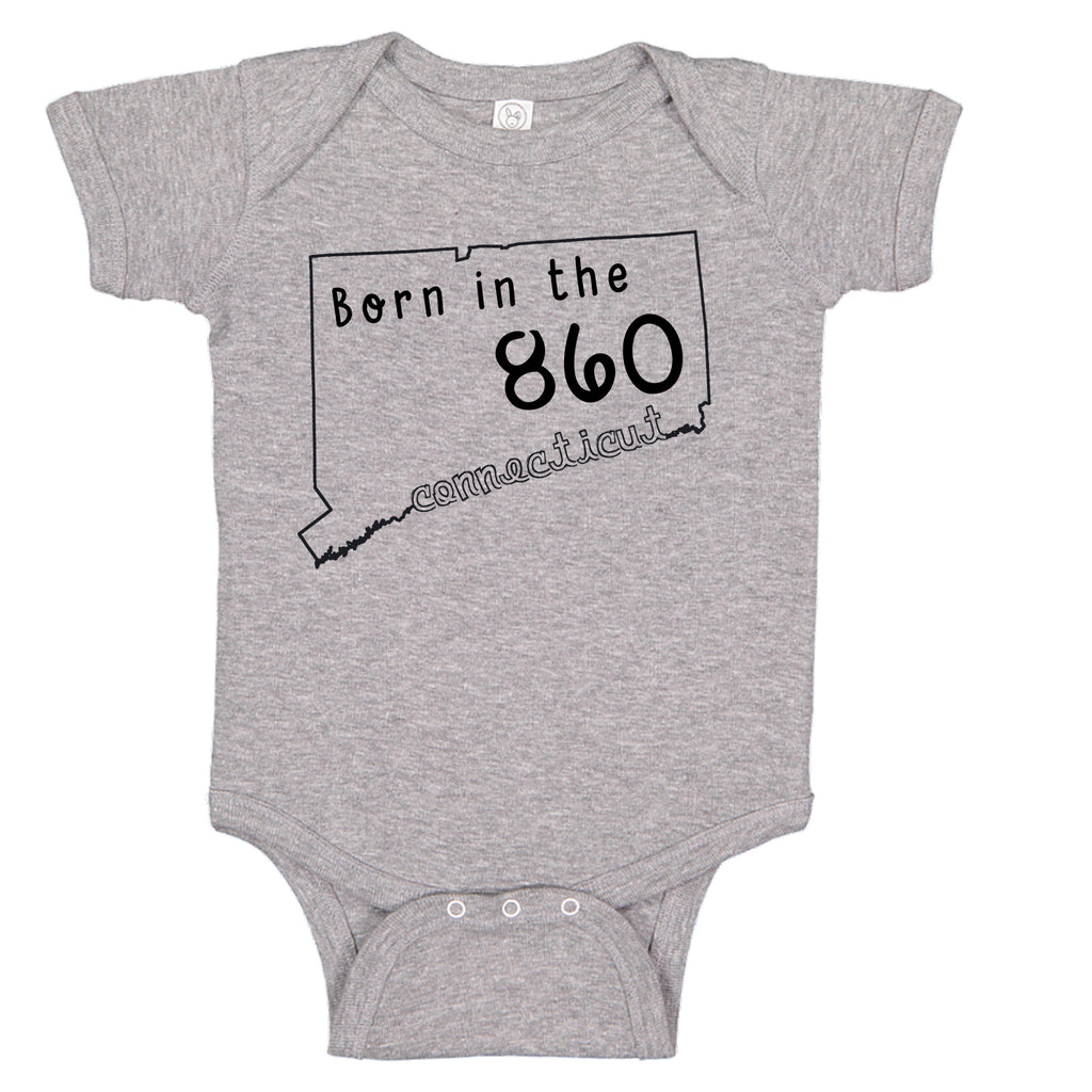 Born in the 860 Connecticut State Pride Baby Bodysuit Romper