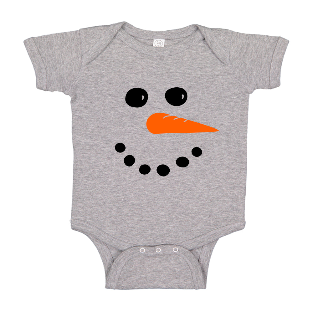 Winter Snowman Carrot Face Christmas Baby Bodysuit