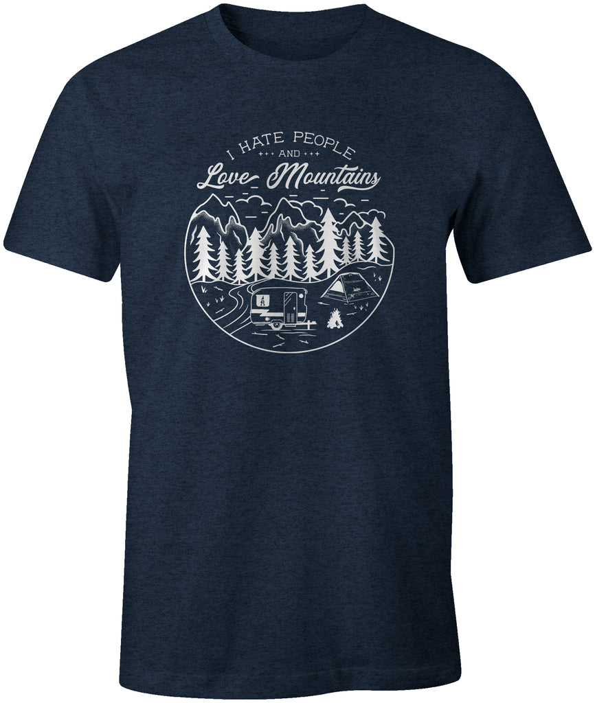 Ink Trendz I Hate People and Love Mountains Funny Outdoors Camping themed T-shirt