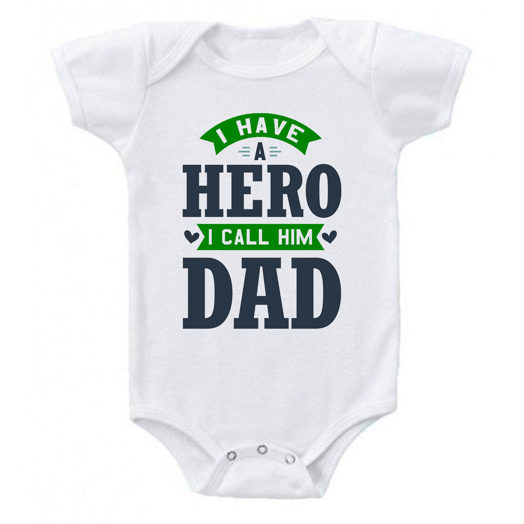 Ink Trendz I have a Hero I call Him Dad Cute Daddies Baby Bodysuit, Fathers Day Onesie