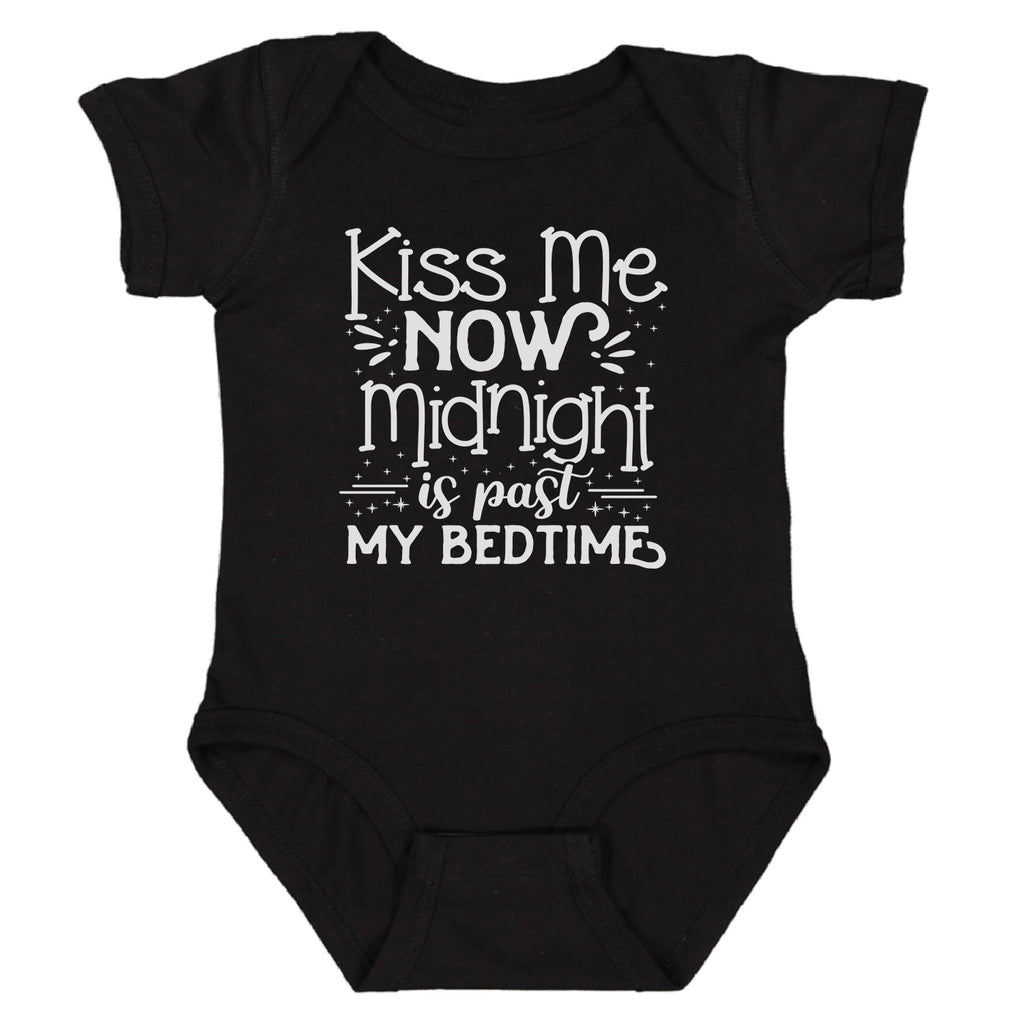 Ink Trendz Kiss Me Now Midnight is Past My Bed Time Baby Bodysuit