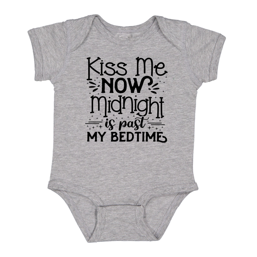 Ink Trendz Kiss Me Now Midnight is Past My Bed Time Baby Bodysuit