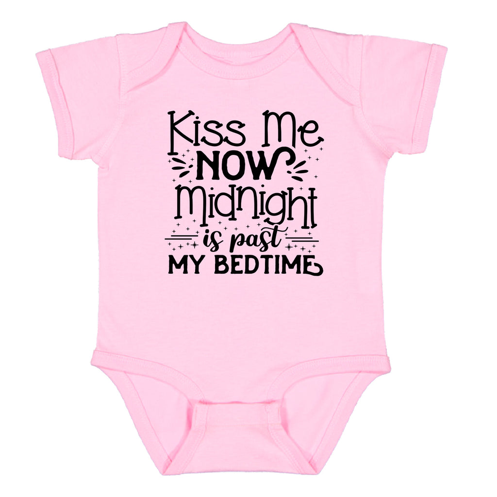 Ink Trendz Kiss Me Now Midnight is Past My Bed Time Baby Bodysuit