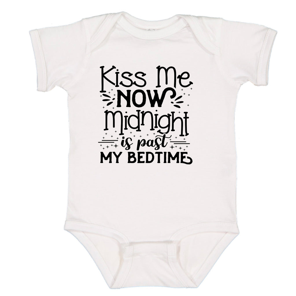 Ink Trendz Kiss Me Now Midnight is Past My Bed Time Baby Bodysuit