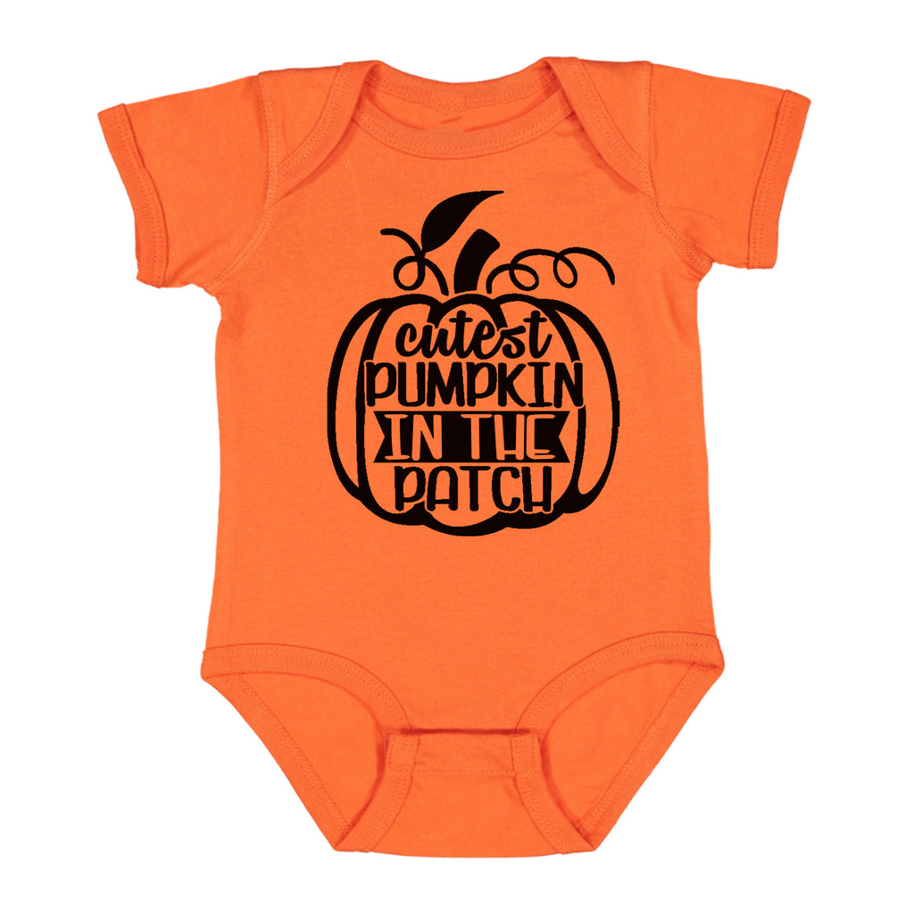Ink Trendz Cutest Pumpkin in the Patch Halloween Baby Bodysuit Romper