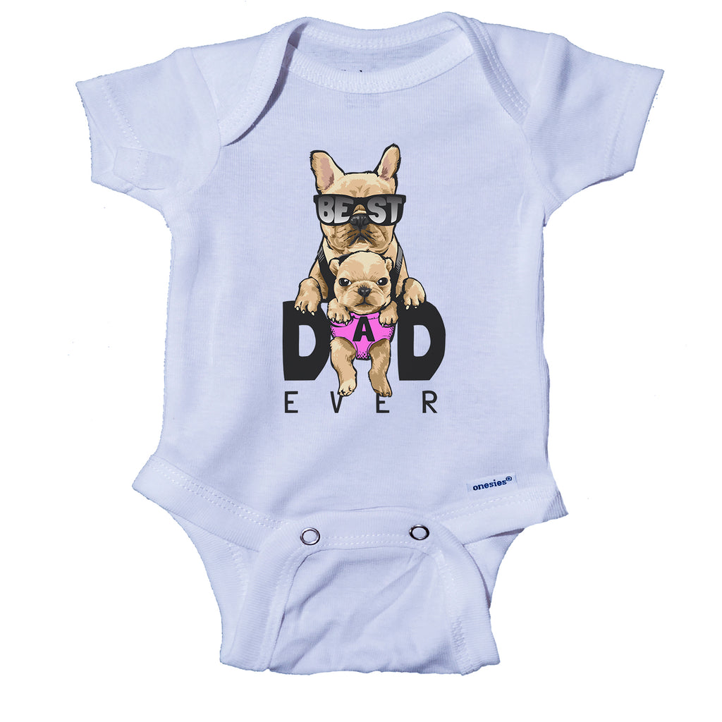 Ink Trendz Best Dad Ever Cute Pug Puppy Baby Bodysuit Onesie