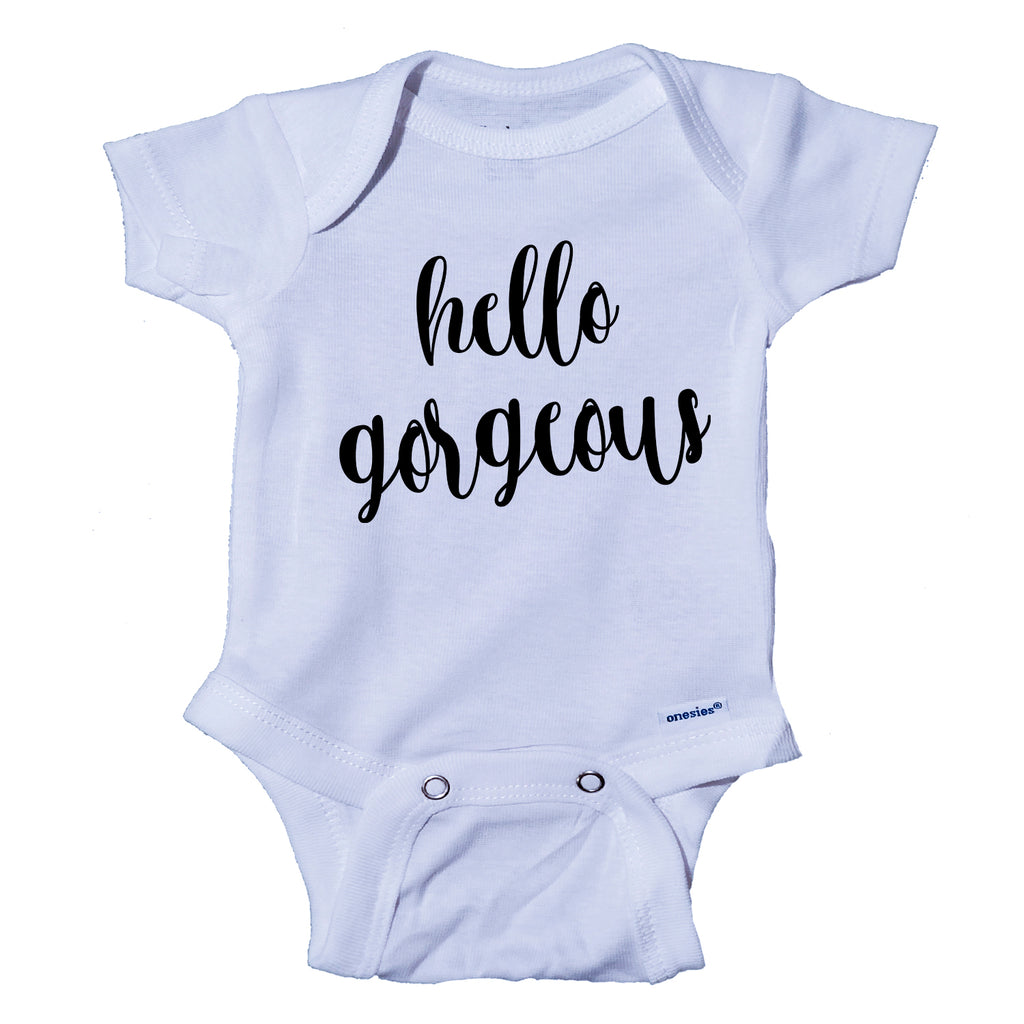 Ink Trendz® hello gorgeous handwritten font Onesie® One-Piece Bodysuit