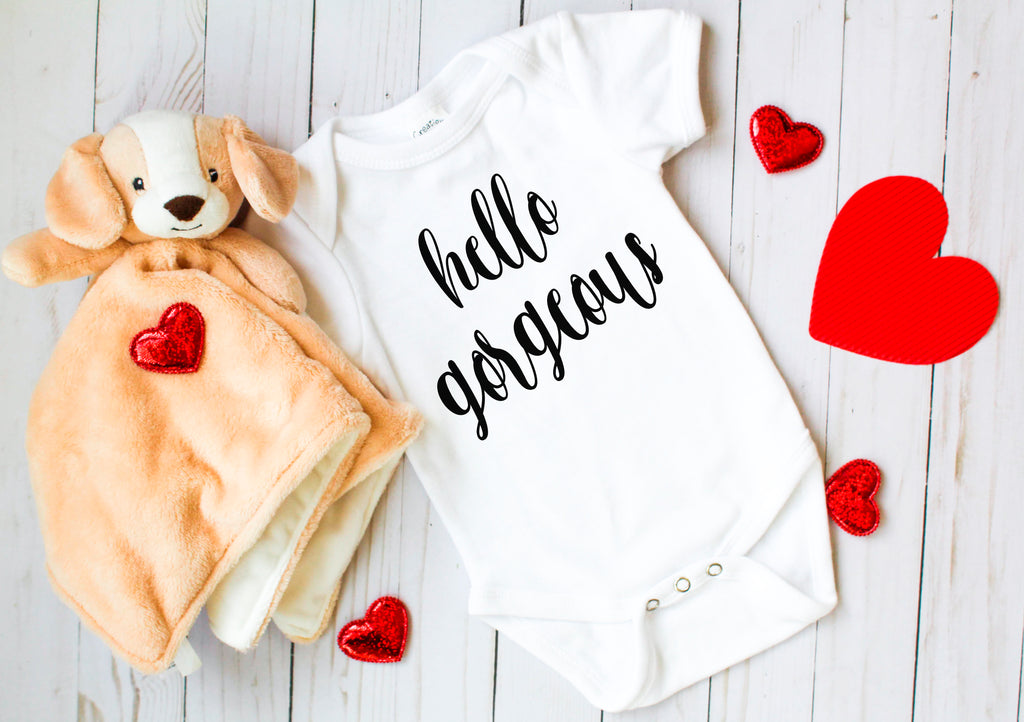 Ink Trendz® hello gorgeous handwritten font Onesie® One-Piece Bodysuit