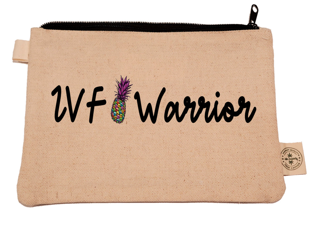 Ink Trendz® IVF Warrior Pineapple Medicine Bag 9" x 7" Makeup Zipper Hemp Canvas Zipper Pouch