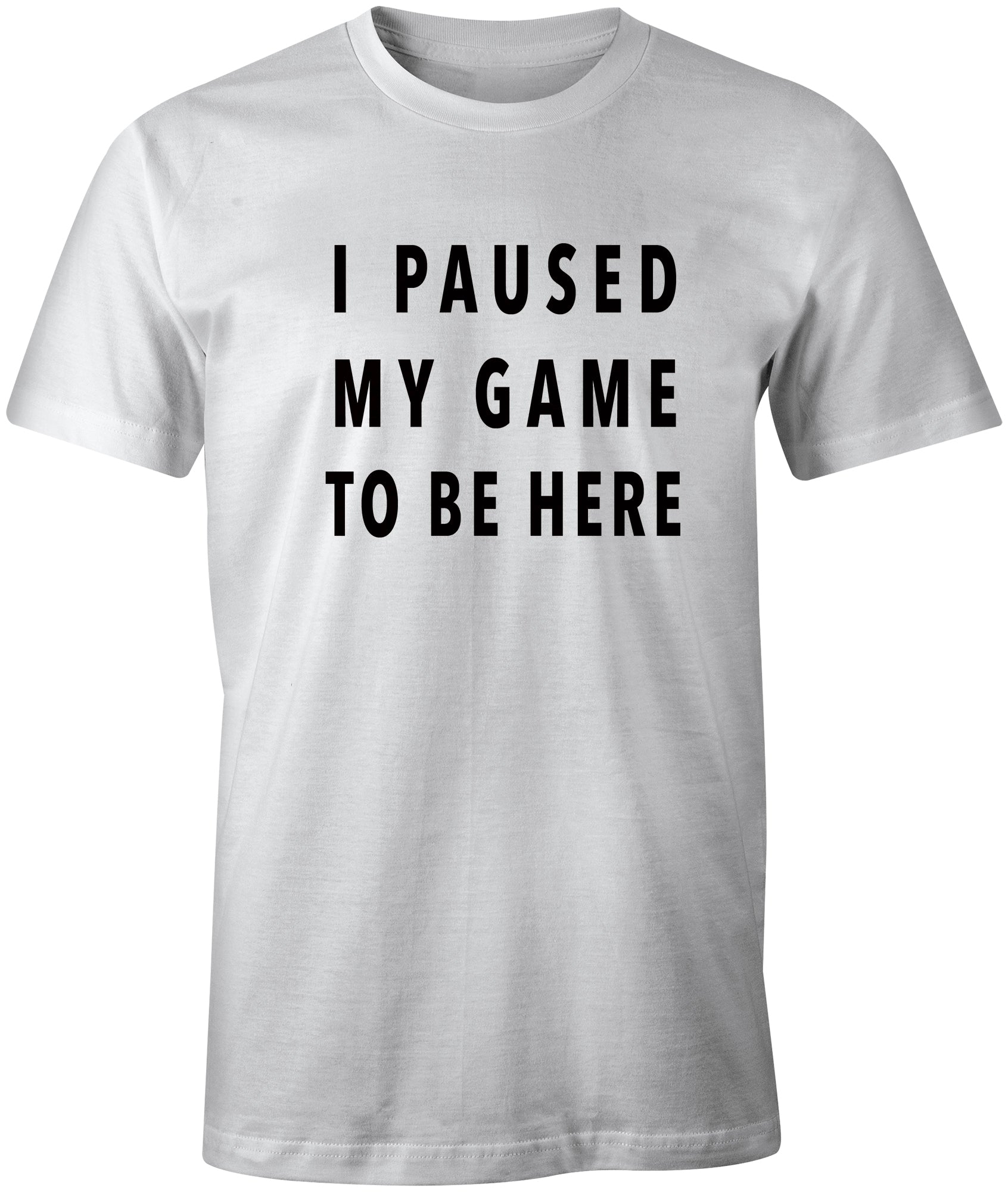 Heren Grafisch T-Shirt – I Paused My Game To Be Here - Gaming – Eco-vriendelijk Grappige Vintage Man Korte Mouw Leuke Print Opdruk Verjaardagscadeau Diep Zwart XS