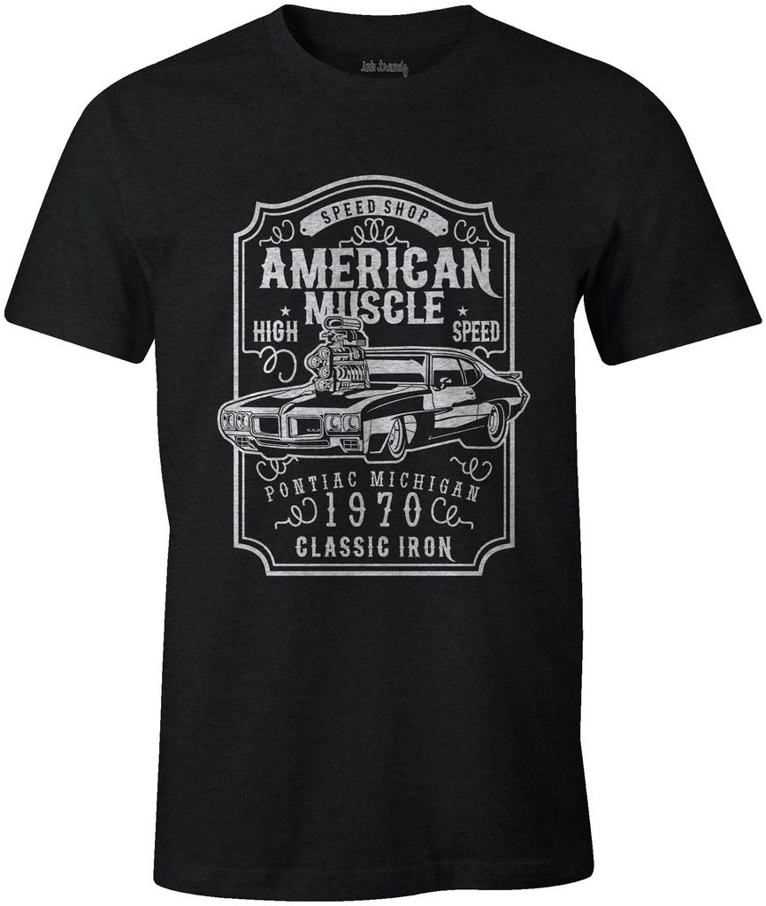 Ink Trendz American Muscle Pontiac GTO Classic Iron 1970 T-shirt In Black Racing T-Shirt