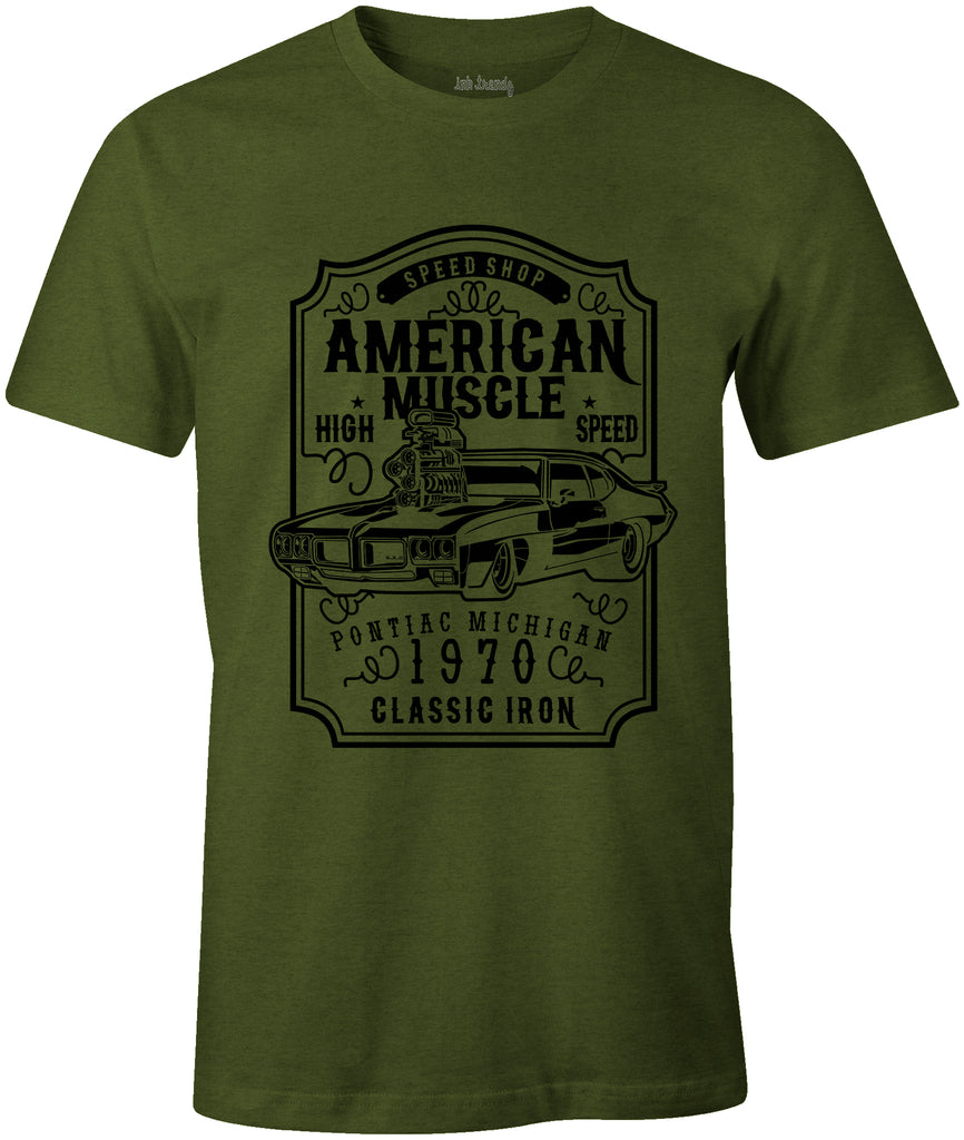 Ink Trendz American Muscle Pontiac GTO Classic Iron 1970 T-shirt In Black Racing T-Shirt