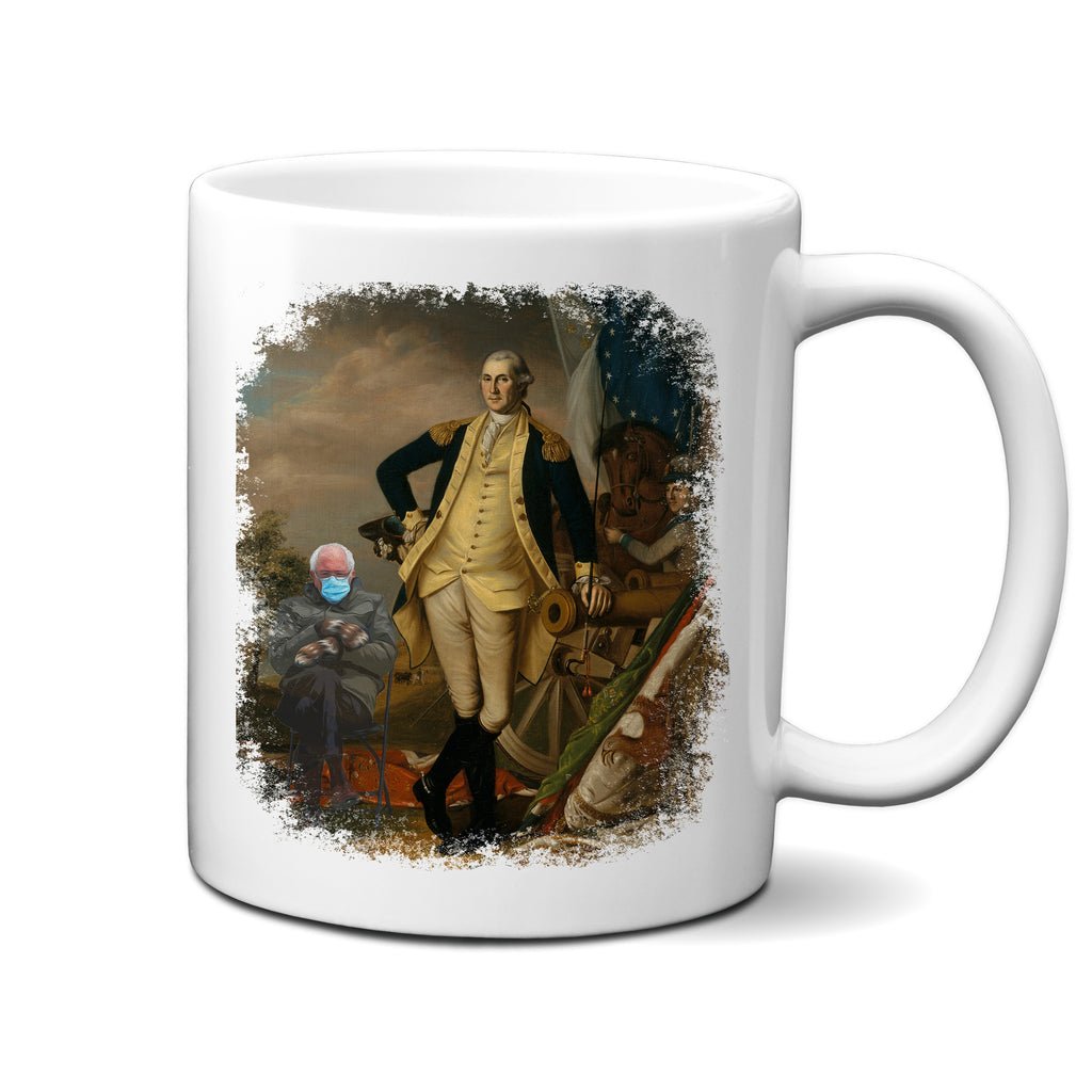 Ink Trendz Bernie & Washington James Peale Funny Meme Funny Bernie Mug 11 Oz. Coffee Mug, George Washington Meme, Meme Mugs, Fine Art Mug, James Perle Art Mug