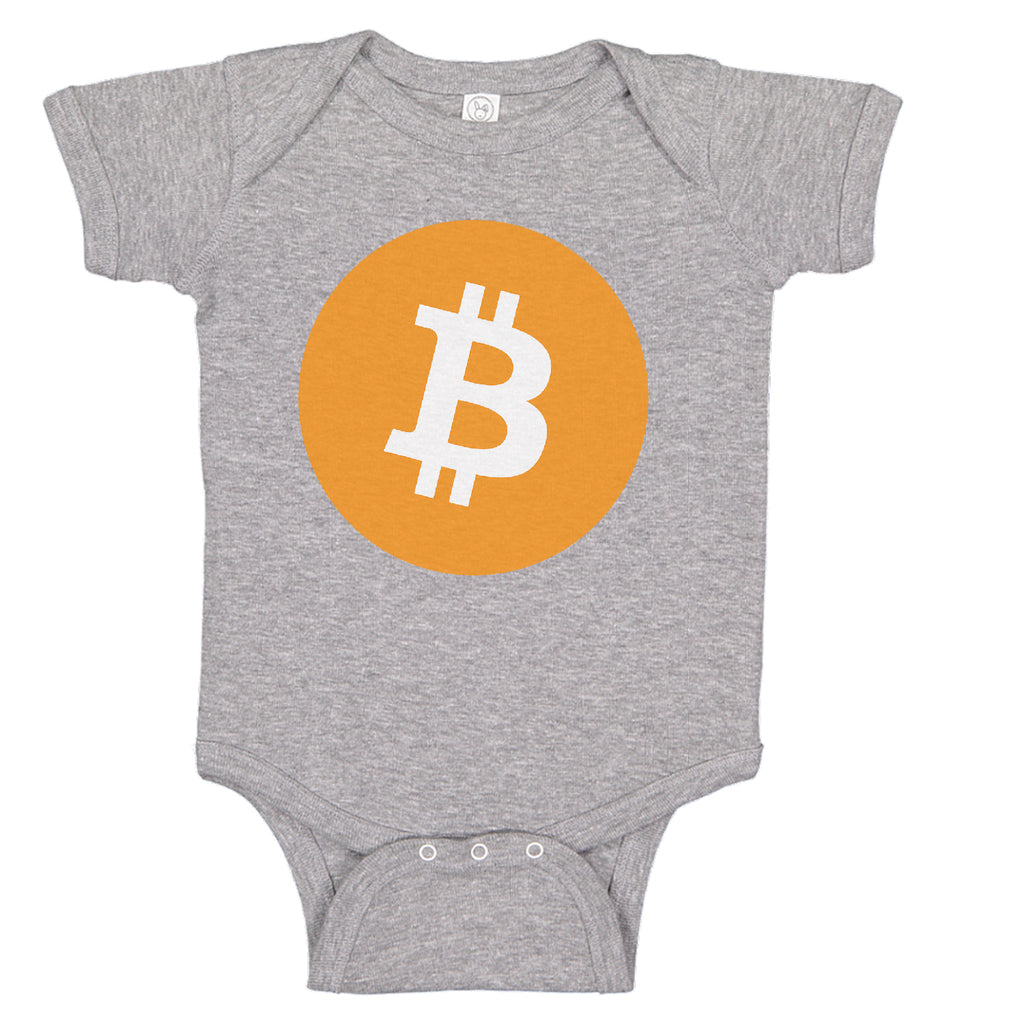 Ink Trendz Bitcoin Cryptocurrency BTC Baby One-Piece Bodysuit Infant to Toddler Romper