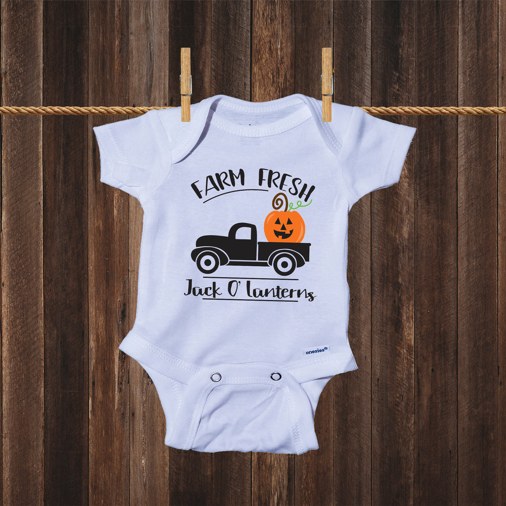 Ink Trendz Farm Fresh Jack O Lanterns Cute Pumpkin Halloween Baby One-piece Onesie