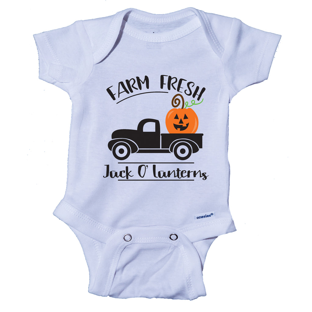 Ink Trendz Farm Fresh Jack O Lanterns Cute Pumpkin Halloween Baby One-piece Onesie