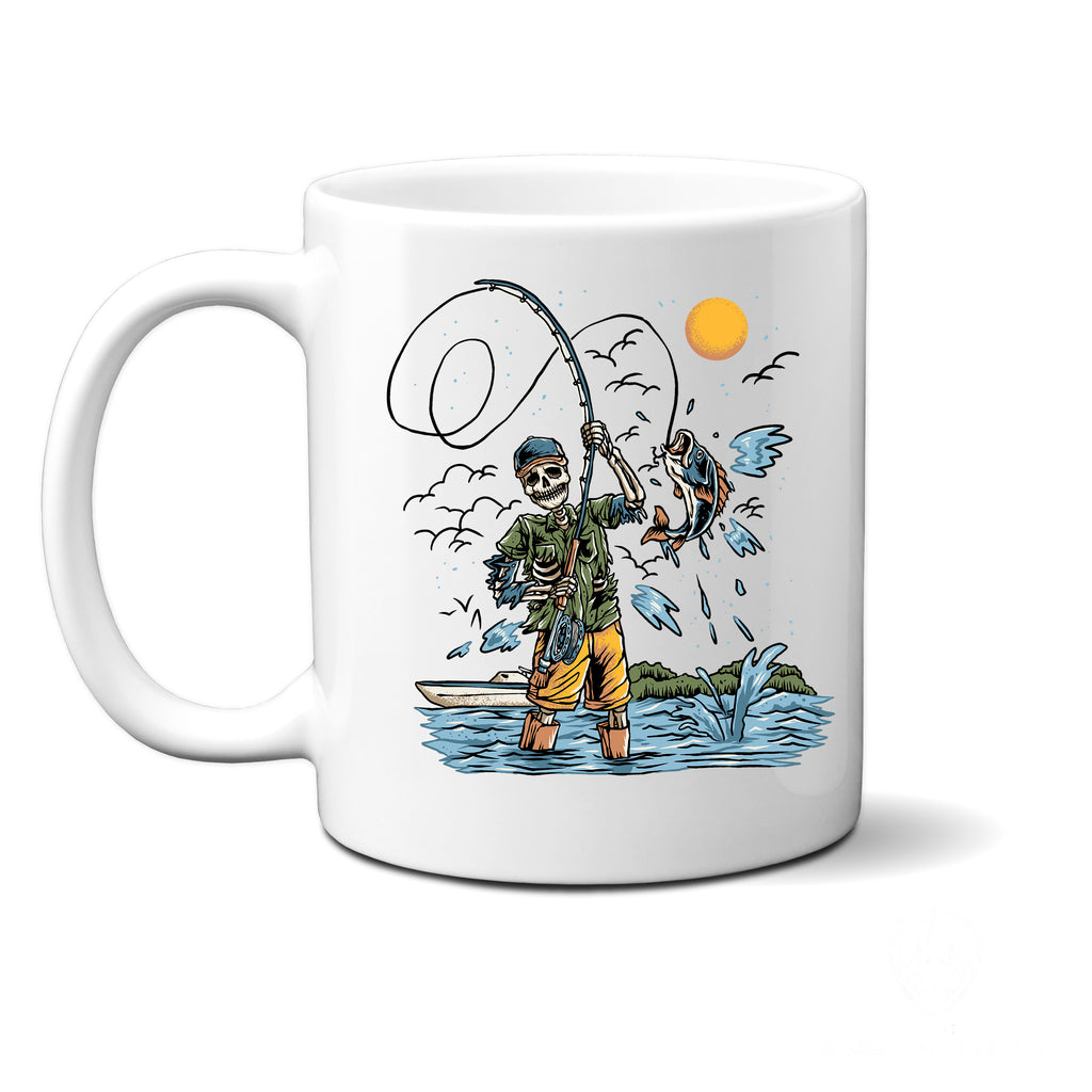Ink Trendz Fly Fishing Skeleton Funny Novelty  Fishing Lure 11 Oz. Coffee Mug Cup, Fishing Mug, Fishing Mugs, Fishing gift, Fathers day gift idea, fathers Day Gifts, Fisherman Gifts