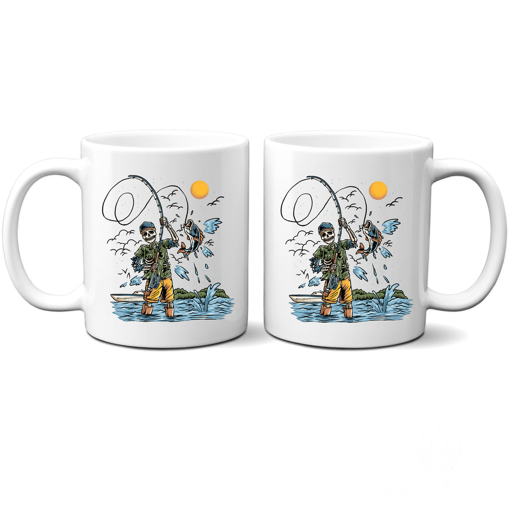 Ink Trendz Fly Fishing Skeleton Funny Novelty  Fishing Lure 11 Oz. Coffee Mug Cup
