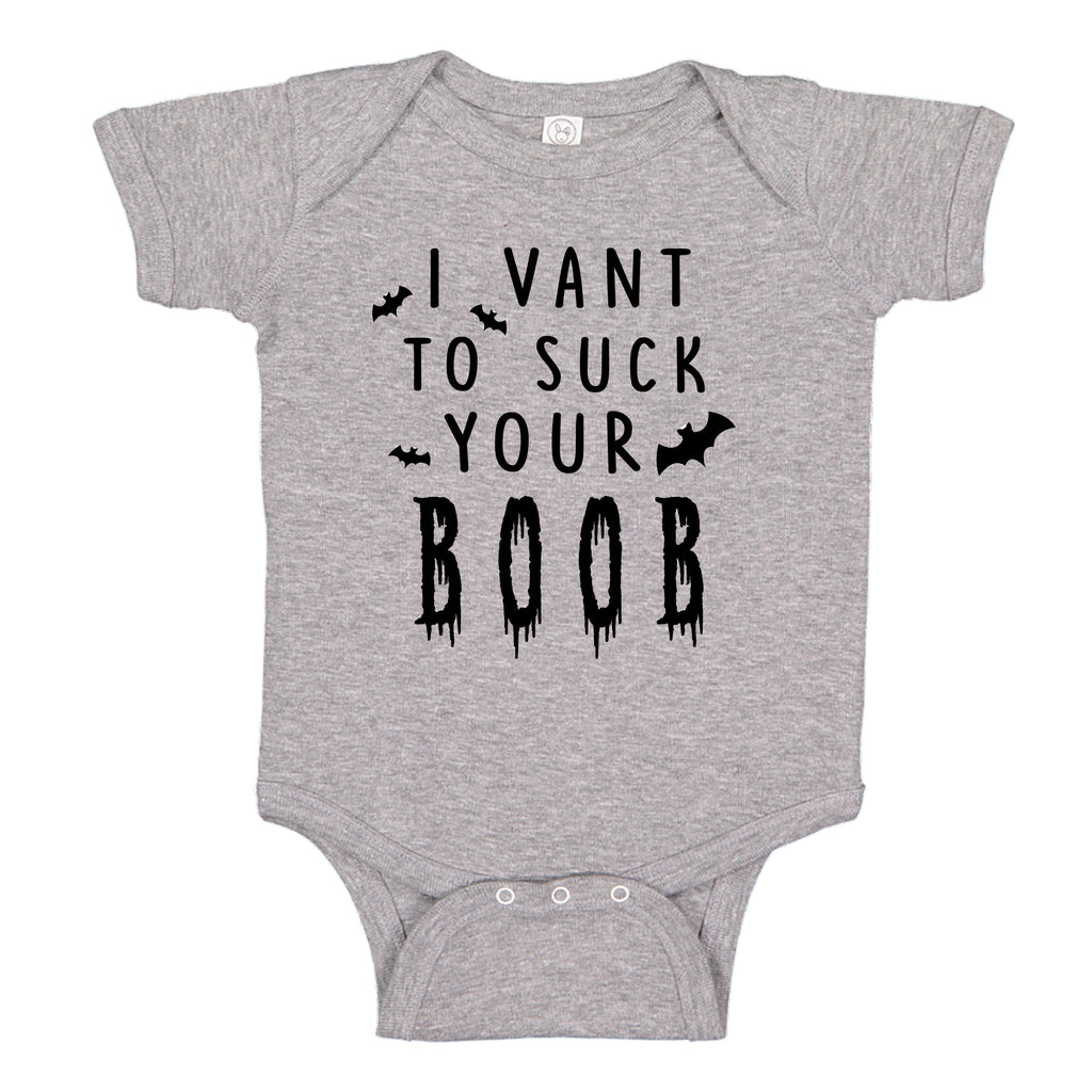 Ink Trendz I VANT TO SUCK YOUR BOOB Funny Halloween Baby One-Piece Bodysuit Baby Onesie, Halloween onesie