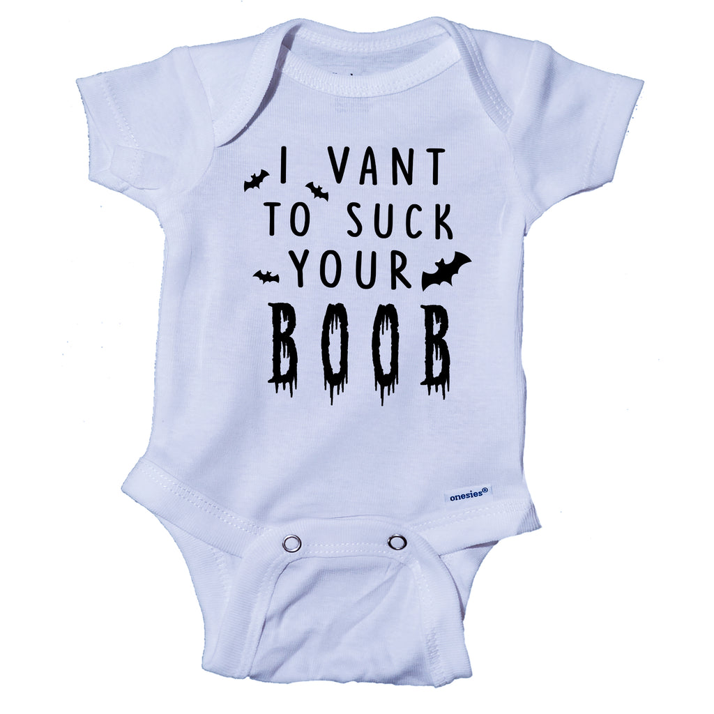 Ink Trendz I VANT TO SUCK YOUR BOOB Funny Halloween Baby Onesie® One-Piece Bodysuit Halloween Baby Onesie, Halloween onesies