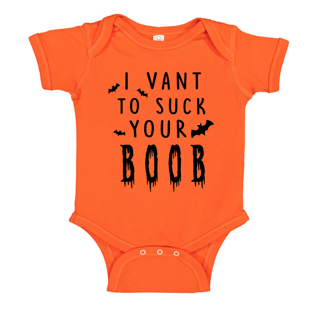 Ink Trendz I VANT TO SUCK YOUR BOOB Funny Halloween Baby One-Piece Bodysuit Baby Onesie, Halloween onesie