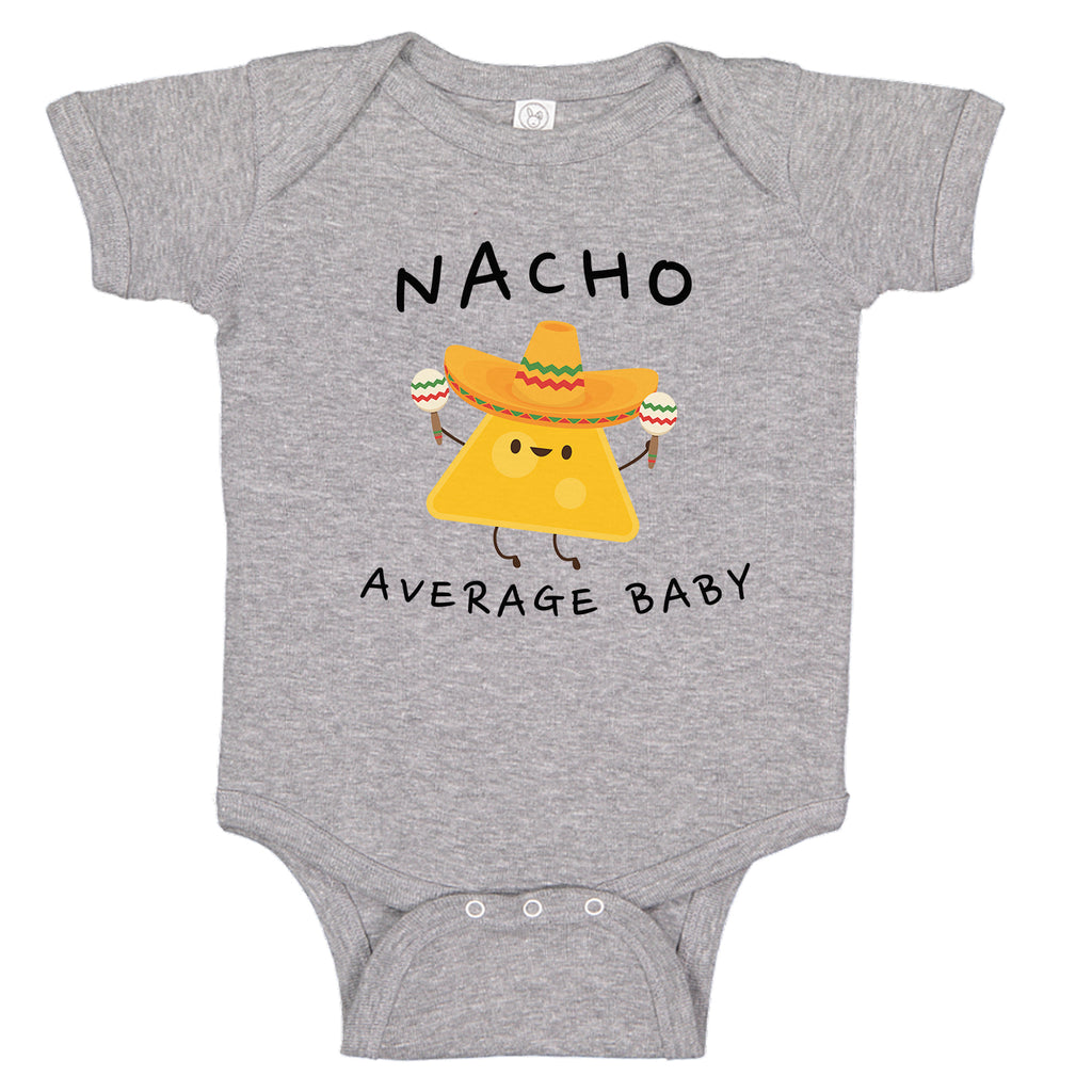 Ink Trendz Nacho Average Baby Funny Taco Tuesday  Baby Romper Bodysuit, Funny Nacho Onesie, Nacho Baby Onesie, Baby Shower Gift, Pregnancy reveal, Baby Boy Onesie, Baby Girl Onesie in Heather Grey